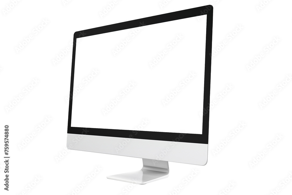Modern computer mockup with white screen isolated on transparent background Modern computer mockup with white screen isolated on transparent background
