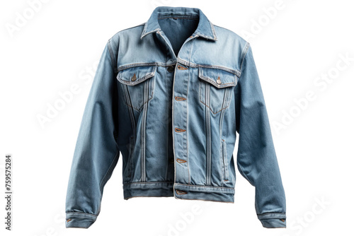 Blue Jean Jacket on White Background. on a White or Clear Surface PNG Transparent Background.