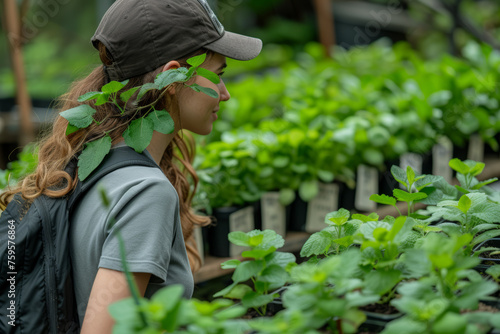 A person attending a workshop on sustainable gardening practices to adopt eco-friendly habits in outdoor spaces. Concept of sustainable gardening education. Generative Ai.