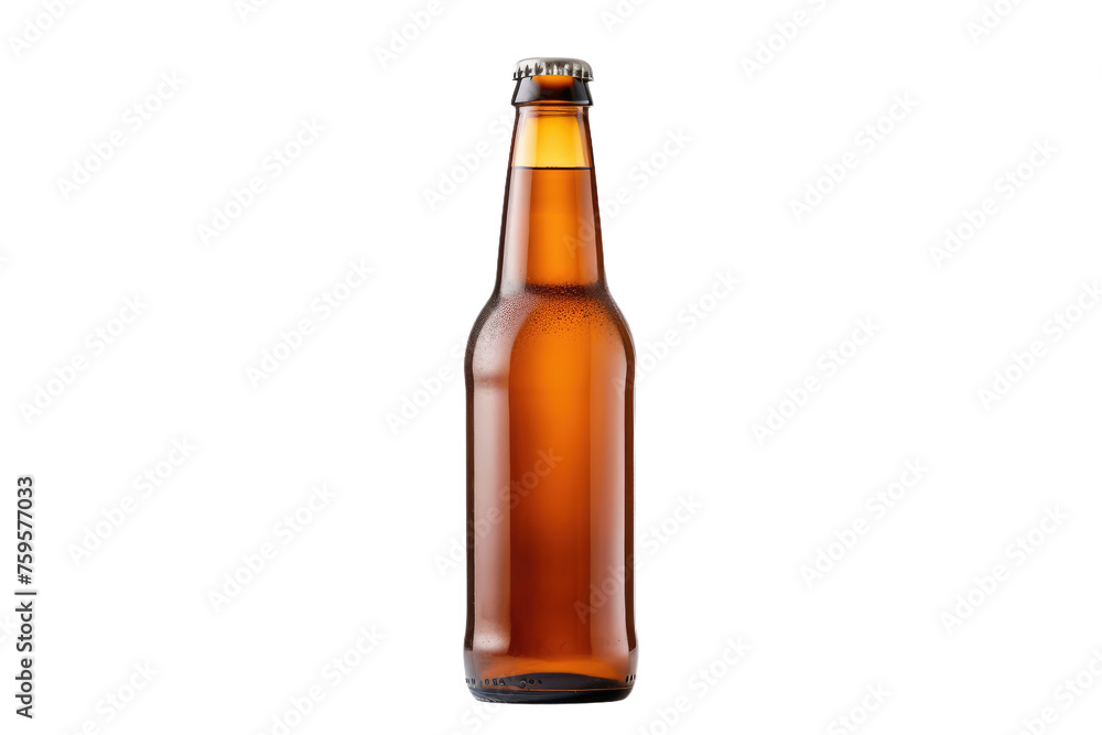 A Bottle of Beer on a White Background. on a White or Clear Surface PNG Transparent Background.