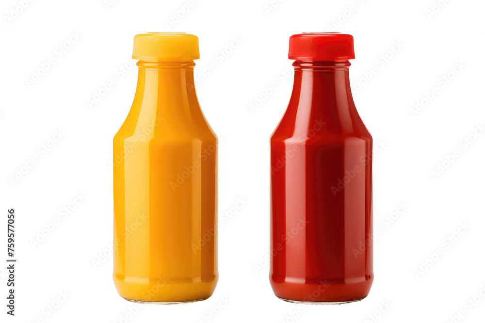 Two Bottles Aligned Side by Side. on a White or Clear Surface PNG Transparent Background. Two Bottles Aligned Side by Side. on a White or Clear Surface PNG Transparent Background.