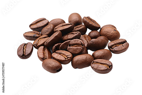A Pile of Coffee Beans on a White Background. on a White or Clear Surface PNG Transparent Background.