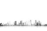 Urban City Skyline in Black and White. on a White or Clear Surface PNG Transparent Background.