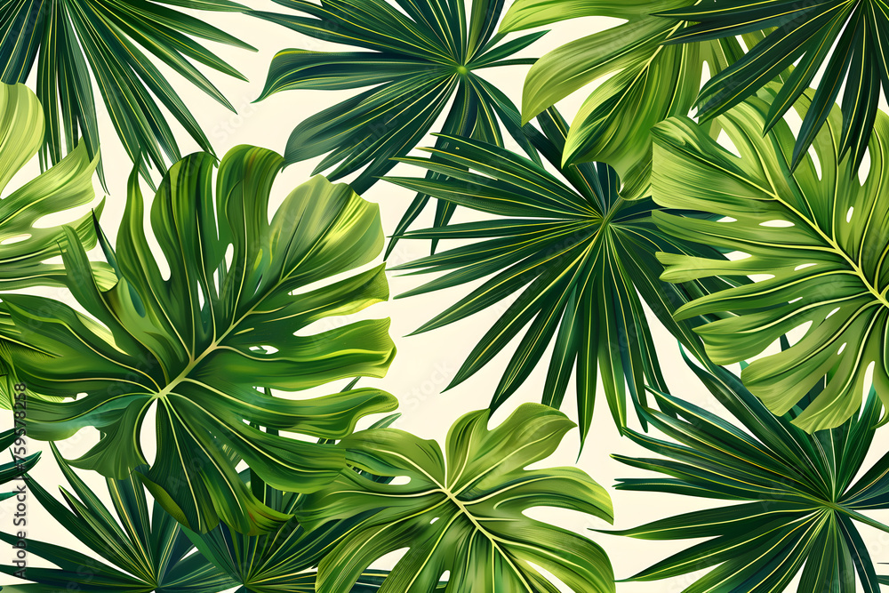 Fan palm tropical leaves on a light background, seamless pattern with tropical plants. Ideal for web, card, poster, cover, invitation, brochure. High-quality hand-drawn textures. Fan palm tropical leaves on a light background, seamless pattern with tropical plants. Ideal for web, card, poster, cover, invitation, brochure. High-quality hand-drawn textures.