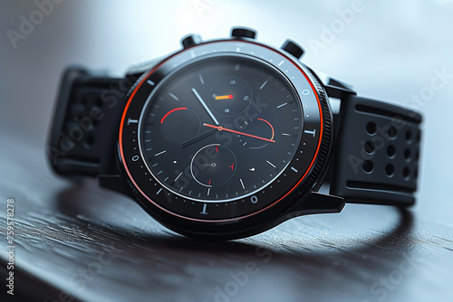A smartwatch with health tracking features, encouraging users to maintain an active and balanced lifestyle. Concept of holistic well-being. Generative Ai.