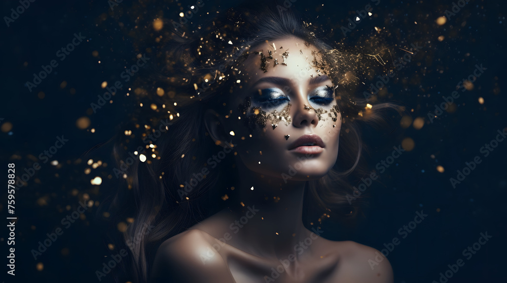 modern star particles of beauty with a girl modern star particles of beauty with a girl