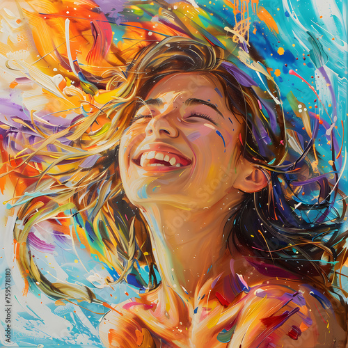 Zoom-In on Magnetic Energy of a Young Female Painting generative ai