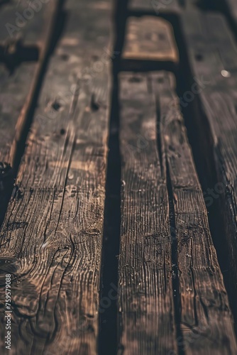 Close-Up of Weathered Wooden Bench