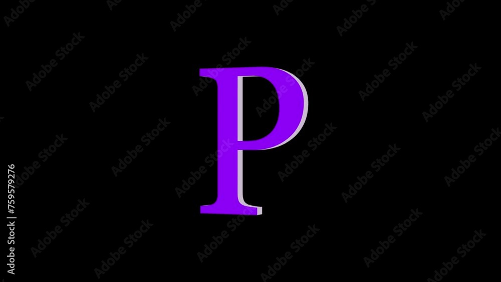 3d P letter logo loopable rotated purple color animation black background 3d P letter logo loopable rotated purple color animation black background