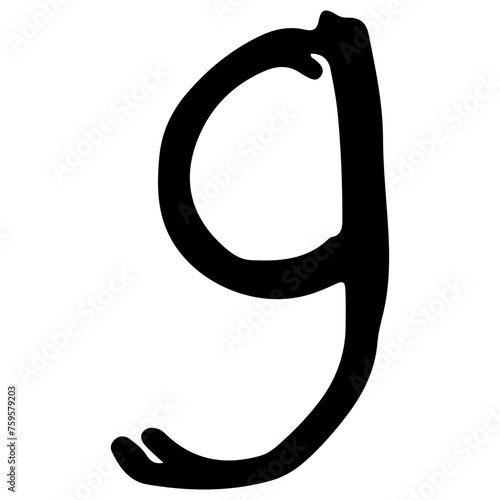 English alphabet g 4 cute on a white background, vector illustration.