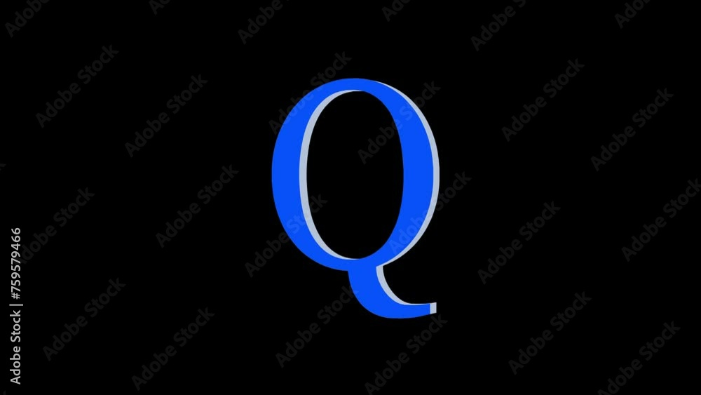 3d Q letter logo loopable rotated blue color animation black background 3d Q letter logo loopable rotated blue color animation black background