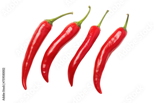 Three Red Peppers on a White Background. on a White or Clear Surface PNG Transparent Background.