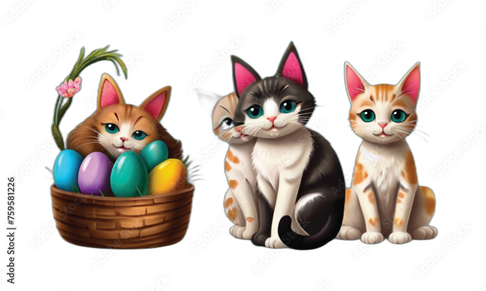 Fototapeta premium Easter Cats Egg.