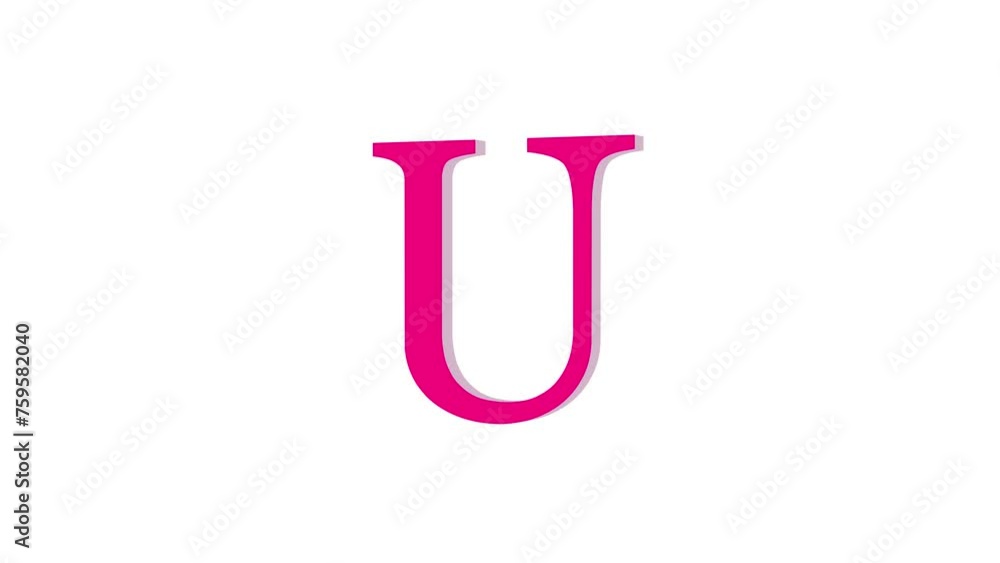 3d U letter logo loopable rotated pink color animation white background 3d U letter logo loopable rotated pink color animation white background