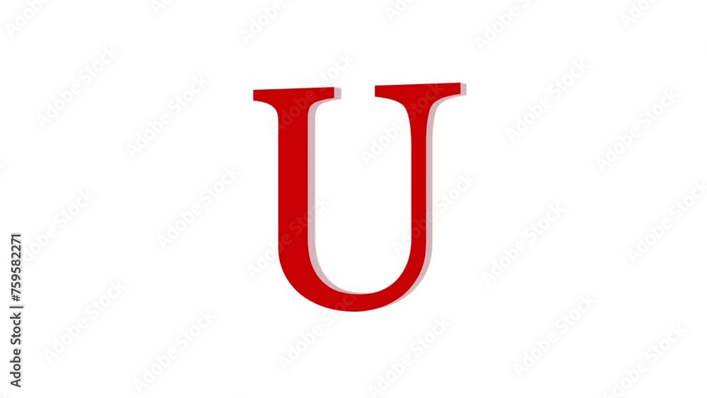 3d U letter logo loopable rotated red color animation white background 3d U letter logo loopable rotated red color animation white background