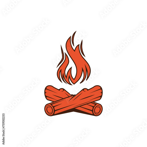 vintage Campfire Logo Design, Camping Vector. Logo for camping , adventure wildlife , campfire and wilderness