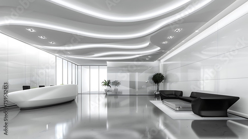 Modern minimalist office interior design featuring minimalist ceiling designs for a sleek look