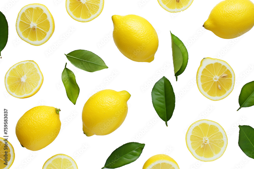 Pastel lemon fruit pattern on a transparent background