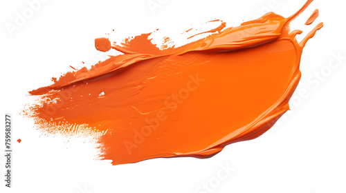 Orange Paint Brush Stroke on Transparent Background, Artistic Design Element - Hand Edited Generative AI