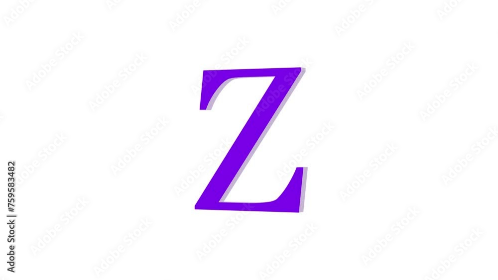 3d Z letter logo loopable rotated purple color animation white background 3d Z letter logo loopable rotated purple color animation white background