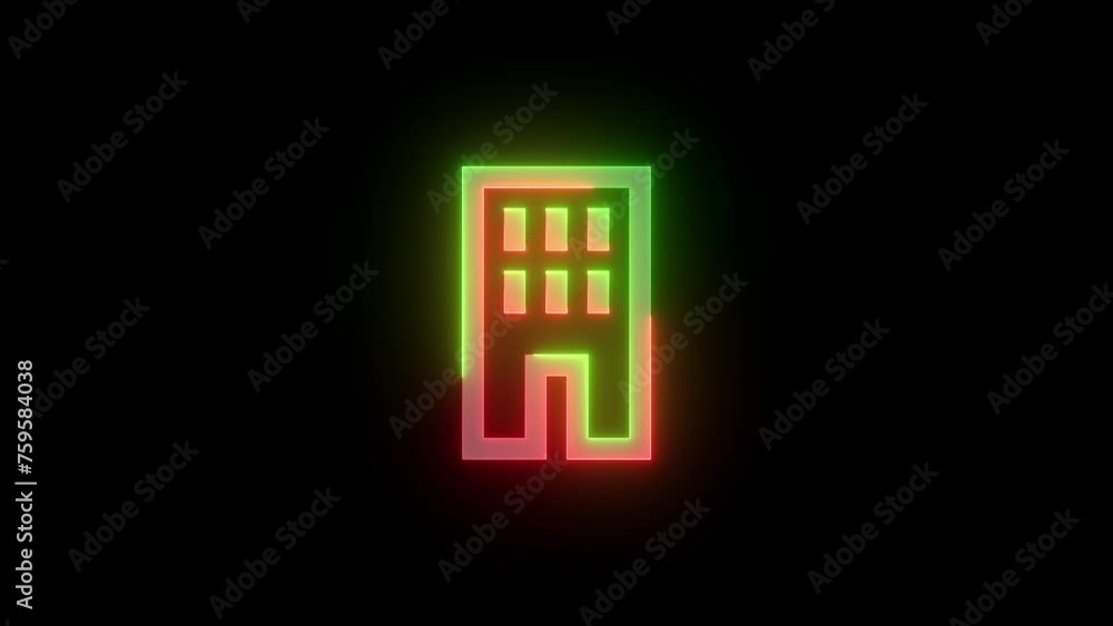 Neon EMI sign icon green red color glowing animation black background Neon EMI sign icon green red color glowing animation black background