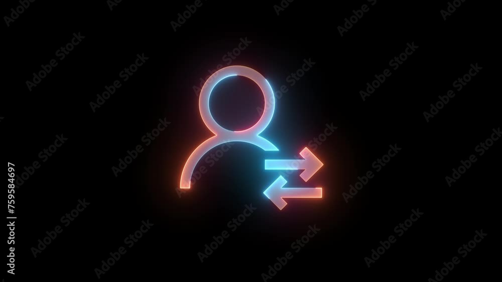 Neon switch user people icon brown cyan color glowing animation black background Neon switch user people icon brown cyan color glowing animation black background