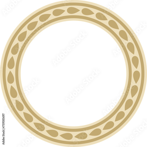 Vector golden round Jewish ornament. Star of David. Semitic circle, ring. Jerusalem