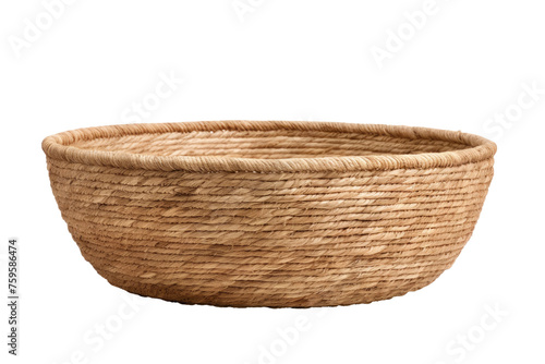 Woven Basket on White Background. on a White or Clear Surface PNG Transparent Background.