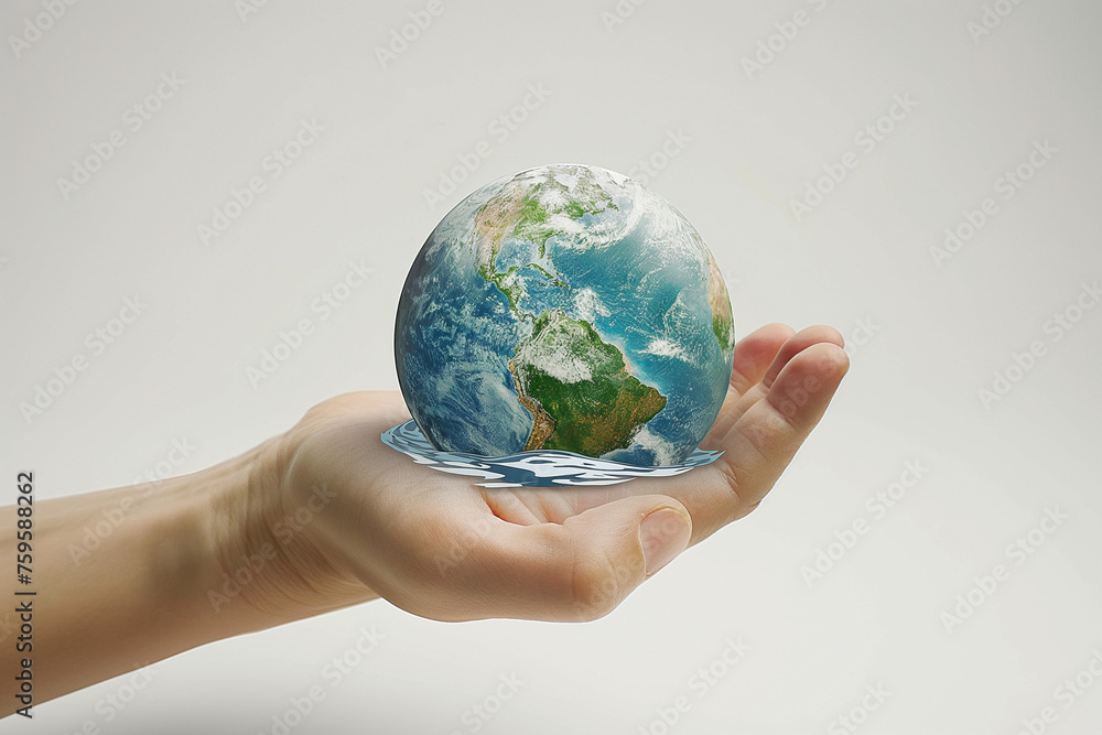 A splashing of water with earth on a human hand is isolated on a white background. Save Water concept of water day. Earth day.
A splashing of water with earth on a human hand is isolated on a white background. Save Water concept of water day. Earth day.