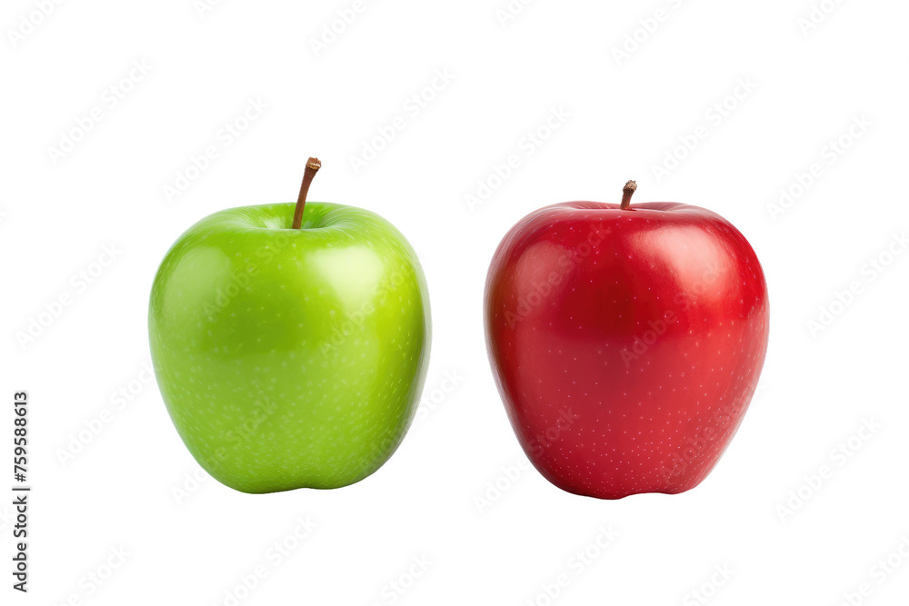 Two Green and Red Apples on a White Background. on a White or Clear Surface PNG Transparent Background. Two Green and Red Apples on a White Background. on a White or Clear Surface PNG Transparent Background.