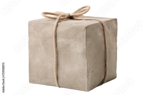 Wrapped Present Box With Bow on Top. on a White or Clear Surface PNG Transparent Background.