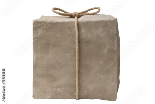 Wrapped Present Box With Tied String. on a White or Clear Surface PNG Transparent Background.