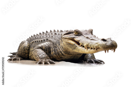 Large Alligator Sitting on White Floor. on a White or Clear Surface PNG Transparent Background. © Usama
