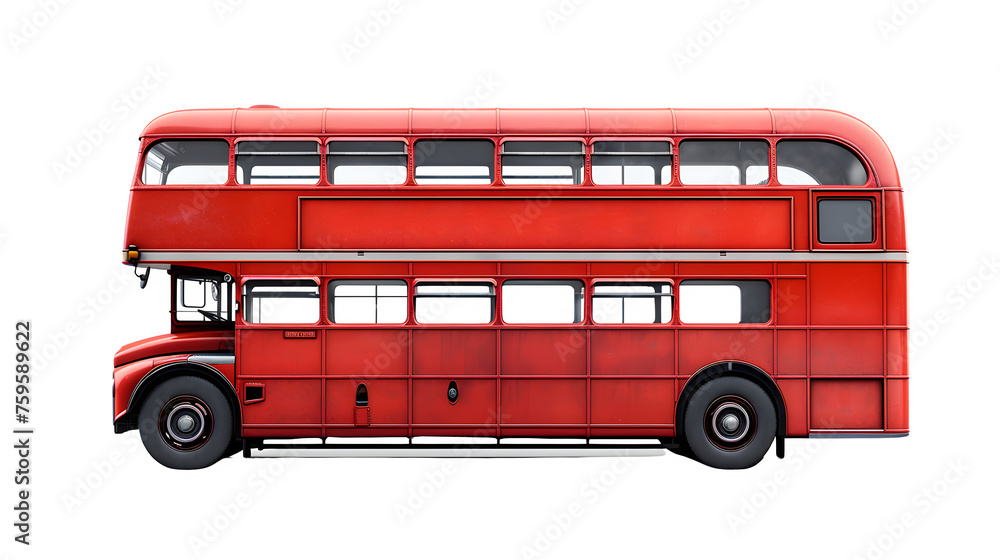 Classic Red London Bus on Transparent Background, PNG Design Element - Hand Edited Generative AI