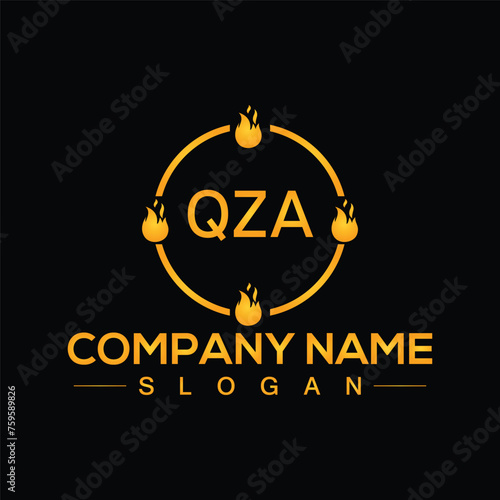 Square shape QZA letter logo design vector