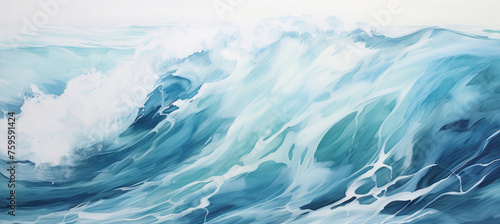 Abstract water ocean wave, blue, aqua, teal texture. Blue and white water wave