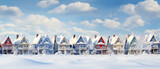 Establishing shot of residential homes after a snow ..