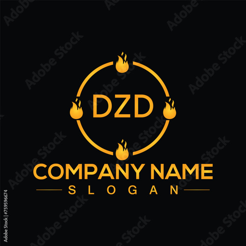 Initial monogram letter DZD logo design template for branding