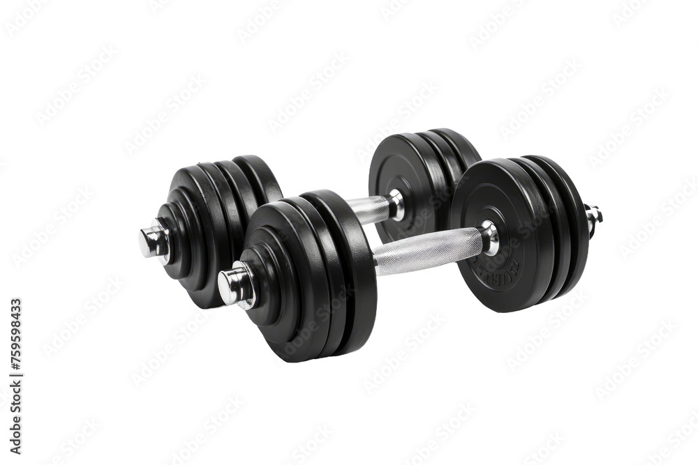 A Pair of Dumbbells on a White Background. on a White or Clear Surface PNG Transparent Background. A Pair of Dumbbells on a White Background. on a White or Clear Surface PNG Transparent Background.