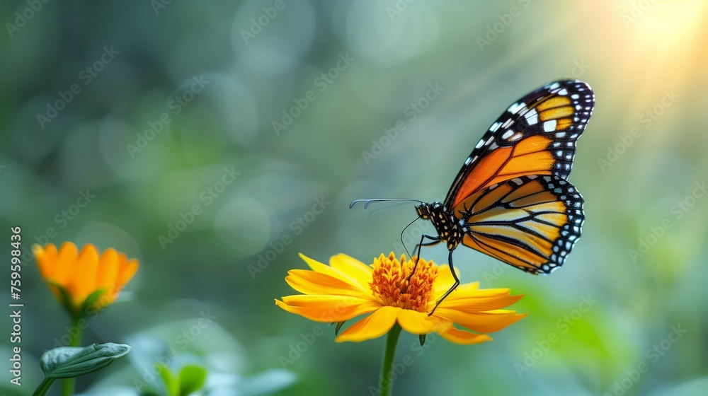 Fototapeta premium abstract nature spring Background spring flower and butterfly created by ai
