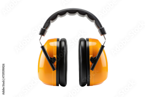Yellow Ear Muffs on White Background. on a White or Clear Surface PNG Transparent Background.