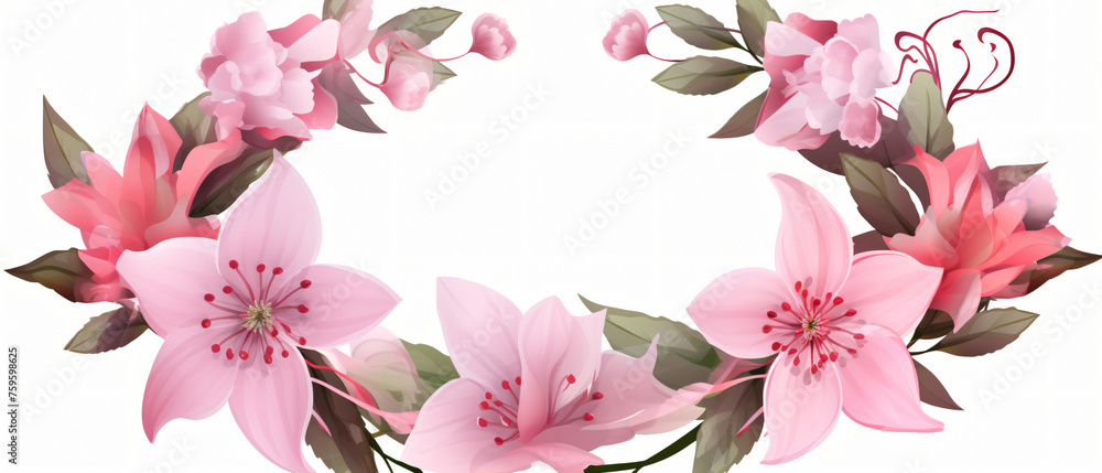 Flowers bouquet wreath isolated on transparent white