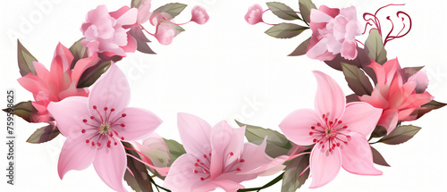 Flowers bouquet wreath isolated on transparent white