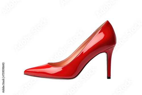 Red High Heeled Shoe on White Background. on a White or Clear Surface PNG Transparent Background.