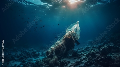 plastic pollution of the ocean underwater photo © Oleksandr