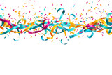 Colorful Streamers and Confetti on White Background. on a White or Clear Surface PNG Transparent Background.