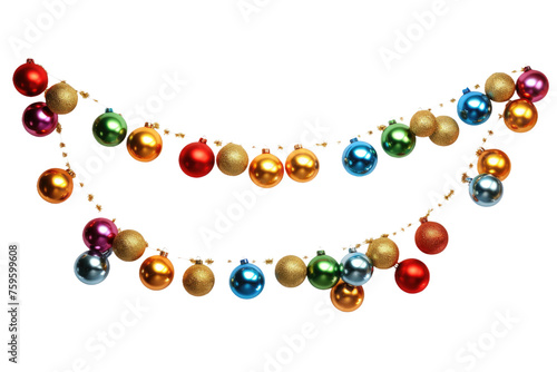Multicolored Christmas Ornament Hanging From a String. on a White or Clear Surface PNG Transparent Background.