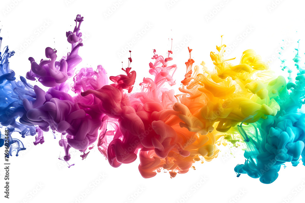 Acid ink, melting colors in abstract form ,Colorful ink in water. Abstract background. Close up. Modern Abstract Art - Colorful Smoke Wallpaper, Digital Illustration for Creative Backgrounds
