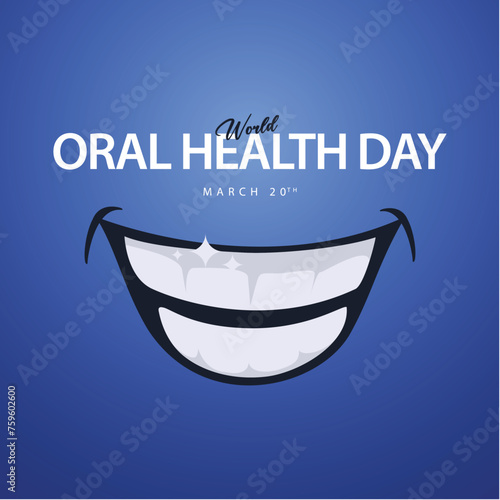 World oral health day. Smiling mouth vector illustration. Suitable for templates, greeting cards, web, social media etc