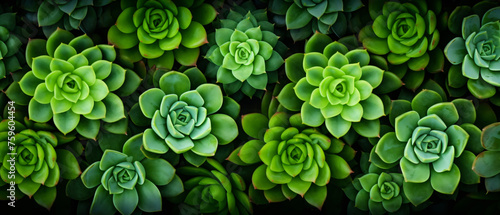 Green succulent natural pattern. Top view natural background